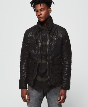 Superdry Tarpit Leather Férfi Kabát Fekete | LNHJG8247